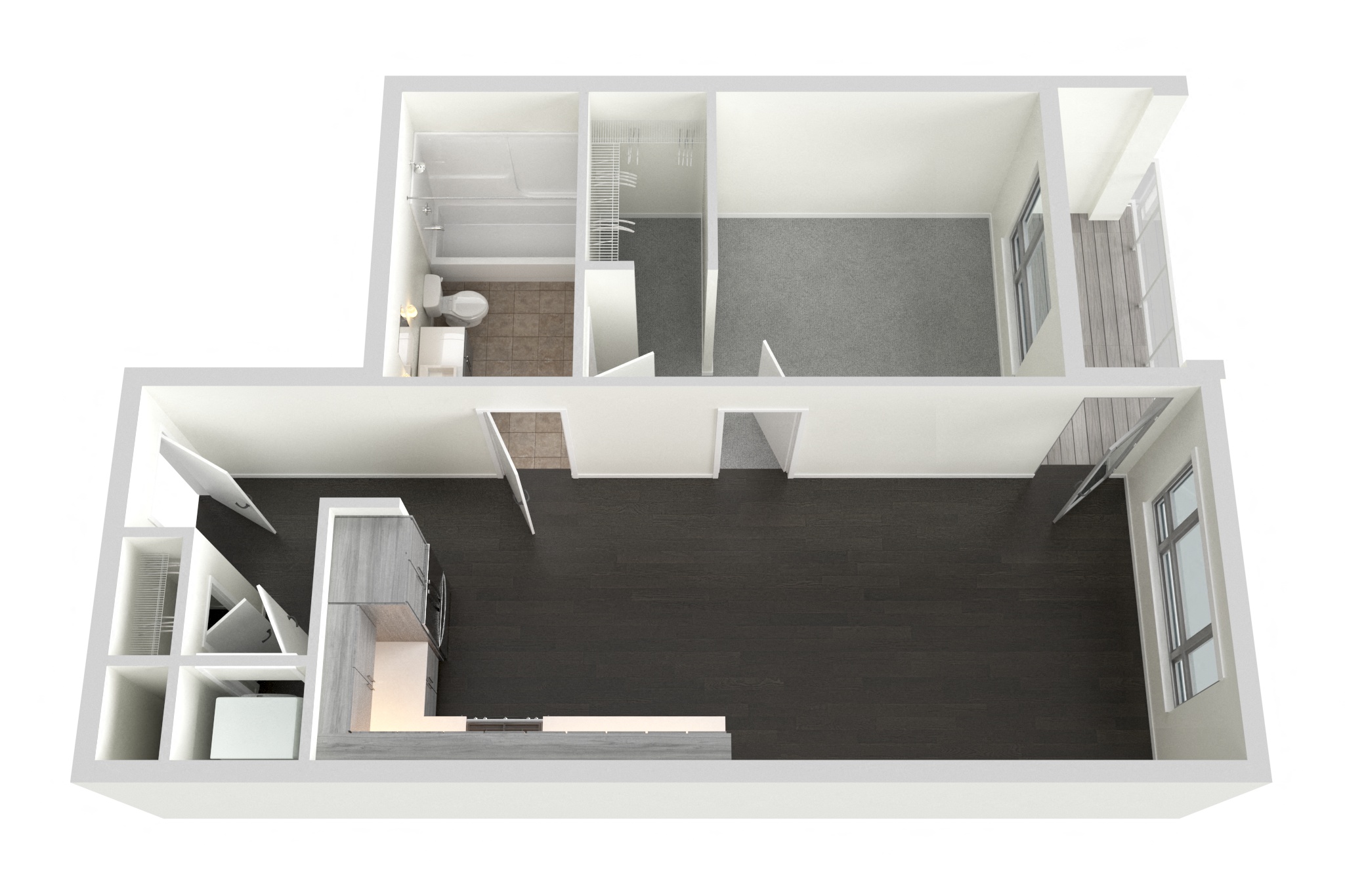 Floor plan for 1 bed, 1 bath